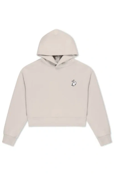 Dalix Heartly Ghost Midweight Fleece Relaxed Cropped Hoodie In Neutral