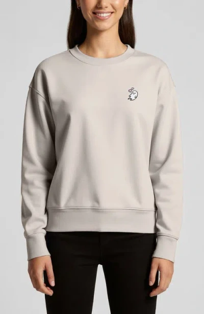 Dalix Heartly Ghost Relaxed Fleece Crewneck Sweatshirt In Gray