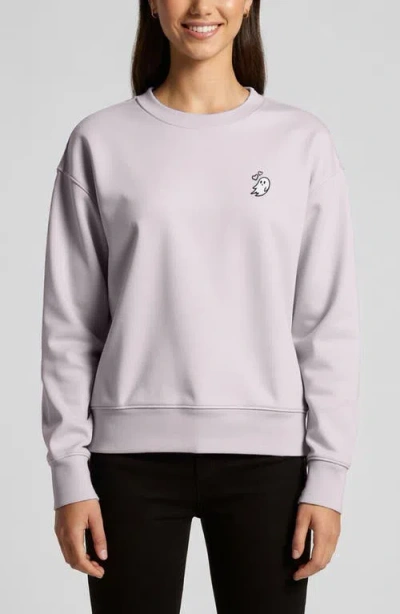 Dalix Heartly Ghost Relaxed Fleece Crewneck Sweatshirt In Purple