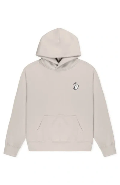 Dalix Heartly Ghost Relaxed Midweight Fleece Pullover Hoodie In Brown