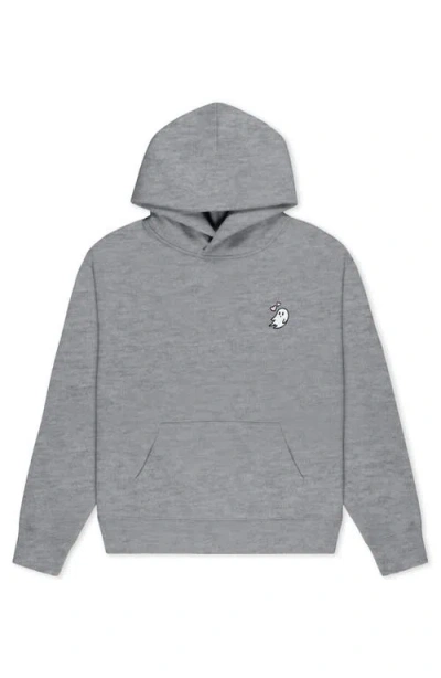 Dalix Heartly Ghost Relaxed Midweight Fleece Pullover Hoodie In Gray