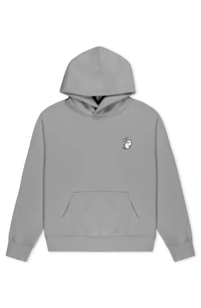Dalix Heartly Ghost Relaxed Midweight Fleece Pullover Hoodie In Gray