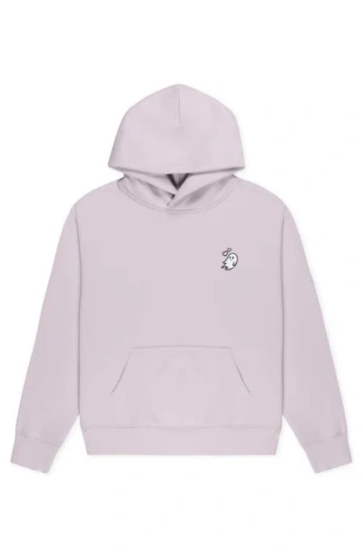 Dalix Heartly Ghost Relaxed Midweight Fleece Pullover Hoodie In Purple
