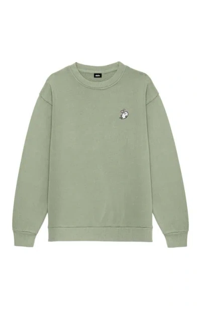 Dalix Heartly Ghost Womens Heavyweight Relaxed Sweatshirt In Green