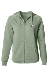 Dalix Heartly Ghost Zip Fleece Hoodie In Sage