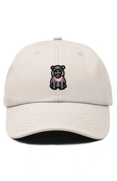 Dalix Hippo Embroidered Adjustable Hat In Beige