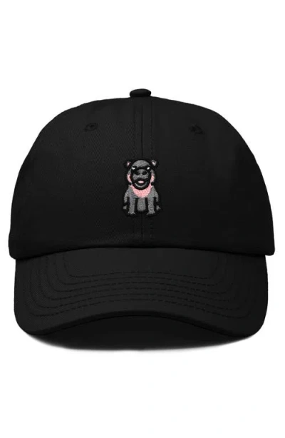 Dalix Hippo Embroidered Adjustable Hat In Black