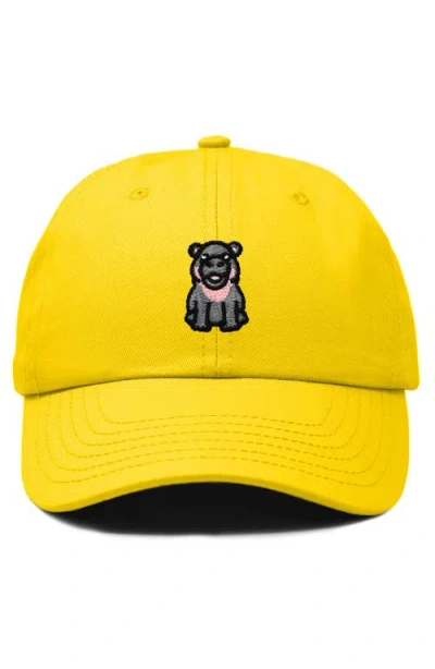 Dalix Hippo Embroidered Adjustable Hat In Gold