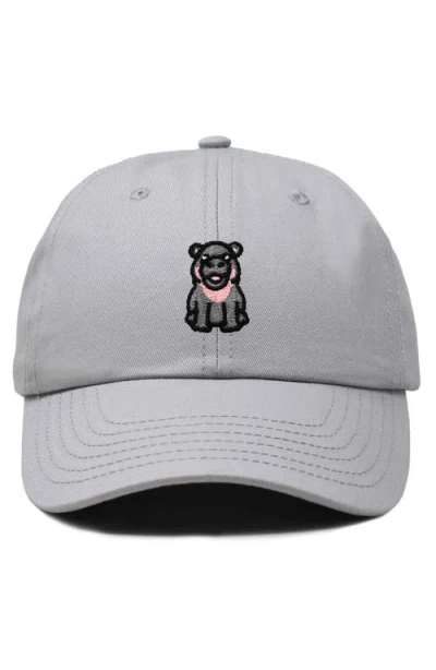 Dalix Hippo Embroidered Adjustable Hat In Gray
