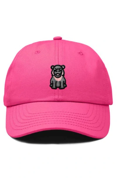 Dalix Hippo Embroidered Adjustable Hat In Hot Pink