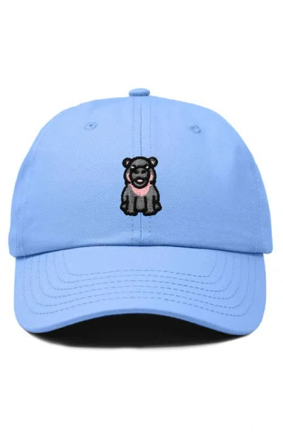 Dalix Hippo Embroidered Adjustable Hat In Light Blue