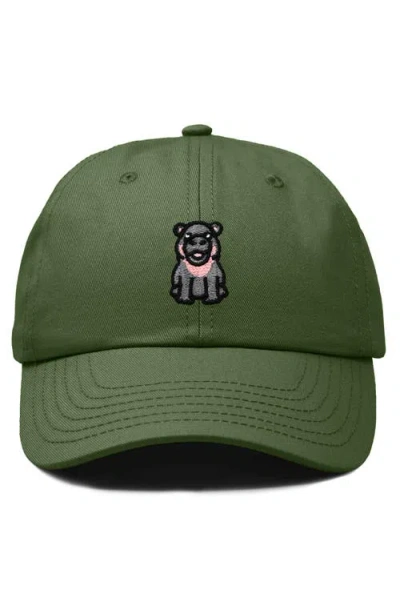 Dalix Hippo Embroidered Adjustable Hat In Olive