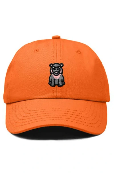 Dalix Hippo Embroidered Adjustable Hat In Orange