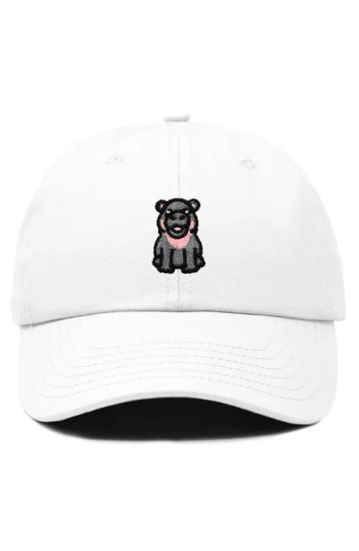 Dalix Hippo Embroidered Adjustable Hat In White
