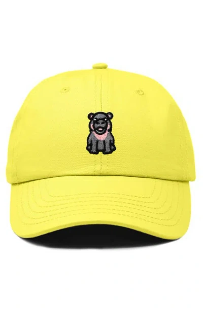 Dalix Hippo Embroidered Adjustable Hat In Yellow
