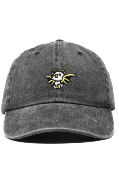 Dalix Honduran Bat Embroidered Dad Hat In Washed Black