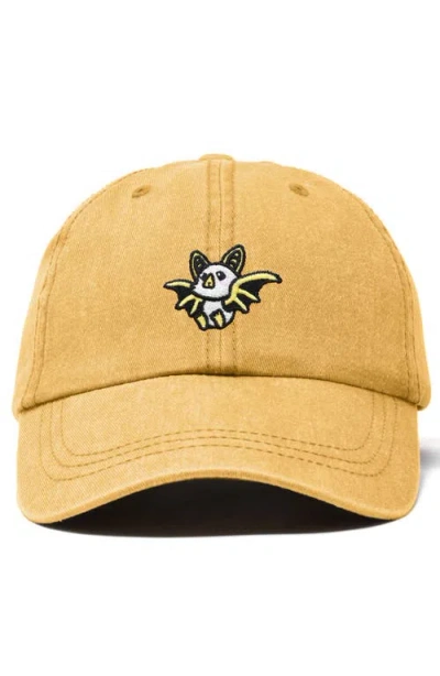 Dalix Honduran Bat Embroidered Dad Hat In Washed Gold