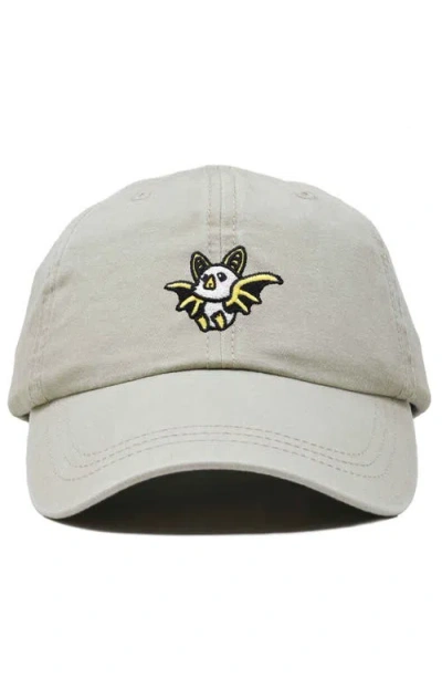 Dalix Honduran Bat Embroidered Dad Hat In Washed Stone White