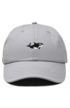 Dalix Killer Whale Embroidered Dad Hat In Gray