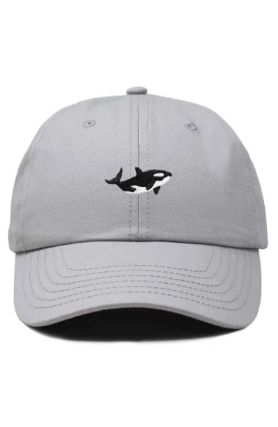 Dalix Killer Whale Embroidered Dad Hat In Gray
