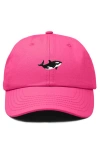Dalix Killer Whale Embroidered Dad Hat In Hot Pink