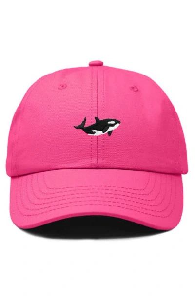 Dalix Killer Whale Embroidered Dad Hat In Hot Pink