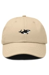 Dalix Killer Whale Embroidered Dad Hat In Khaki