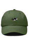 Dalix Killer Whale Embroidered Dad Hat In Olive