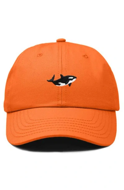 Dalix Killer Whale Embroidered Dad Hat In Orange