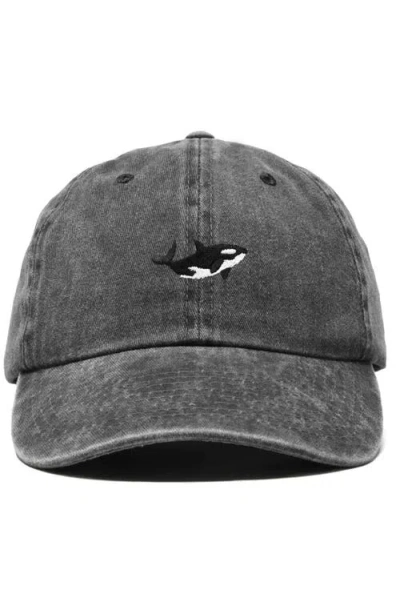 Dalix Killer Whale Embroidered Dad Hat In Grey