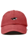 Dalix Killer Whale Embroidered Dad Hat In Burgundy