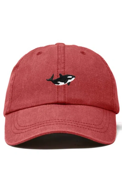 Dalix Killer Whale Embroidered Dad Hat In Burgundy
