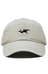 Dalix Killer Whale Embroidered Dad Hat In Washed Stone White