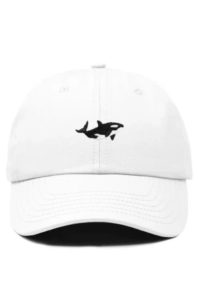 Dalix Killer Whale Embroidered Dad Hat In White