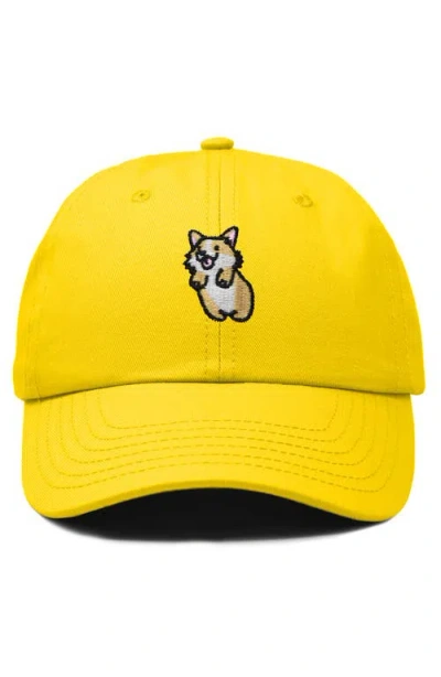 Dalix Leaping Corgi Embroidered Cap In Gold