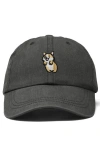 Dalix Leaping Corgi Embroidered Cap In Gray