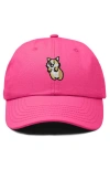 Dalix Leaping Corgi Embroidered Cap In Pink