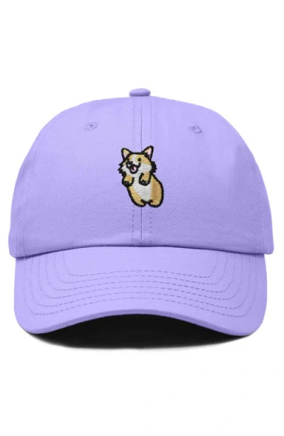 Dalix Leaping Corgi Embroidered Cap In Purple
