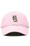 Dalix Leaping Corgi Embroidered Cap In Pink
