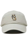 Dalix Leaping Corgi Embroidered Cap In Gray