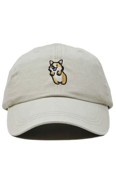 Dalix Leaping Corgi Embroidered Cap In Gray