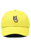 Dalix Leaping Corgi Embroidered Cap In Yellow