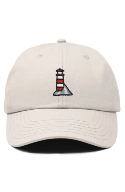 Dalix Lighthouse Embroidered Dad Hat In Beige