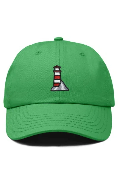 Dalix Lighthouse Embroidered Dad Hat In Kelly Green