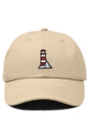 Dalix Lighthouse Embroidered Dad Hat In Khaki