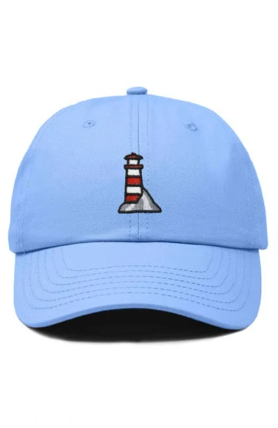 Dalix Lighthouse Embroidered Dad Hat In Light Blue