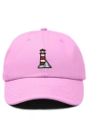 Dalix Lighthouse Embroidered Dad Hat In Light Pink