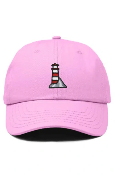 Dalix Lighthouse Embroidered Dad Hat In Light Pink