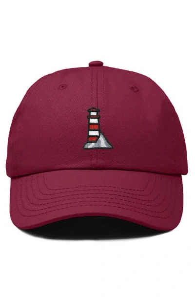 Dalix Lighthouse Embroidered Dad Hat In Maroon
