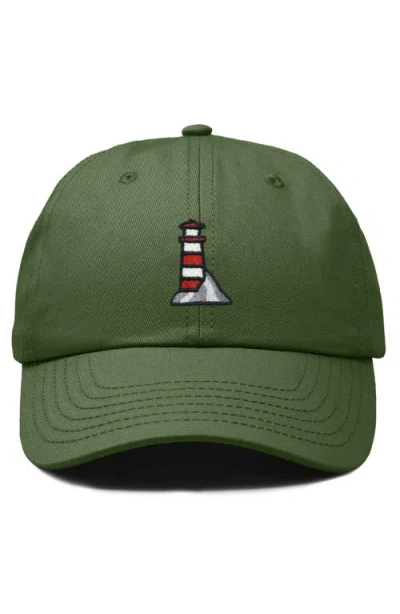 Dalix Lighthouse Embroidered Dad Hat In Olive